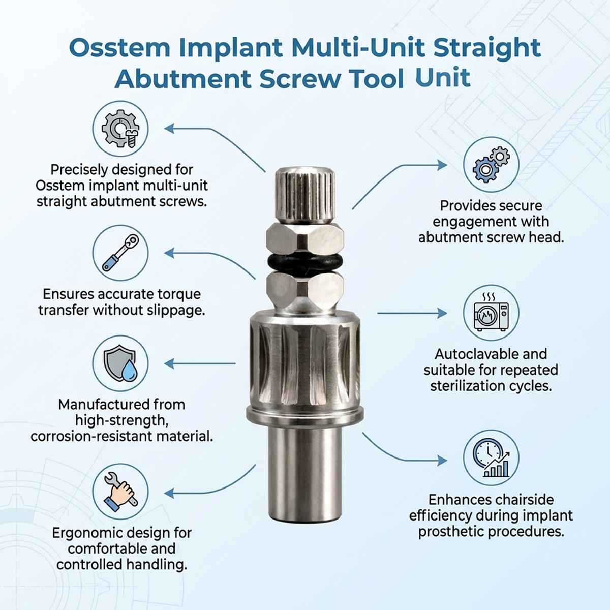 Dentaltech Multi Unit Straight Abutment Driver - Osstem Compatible