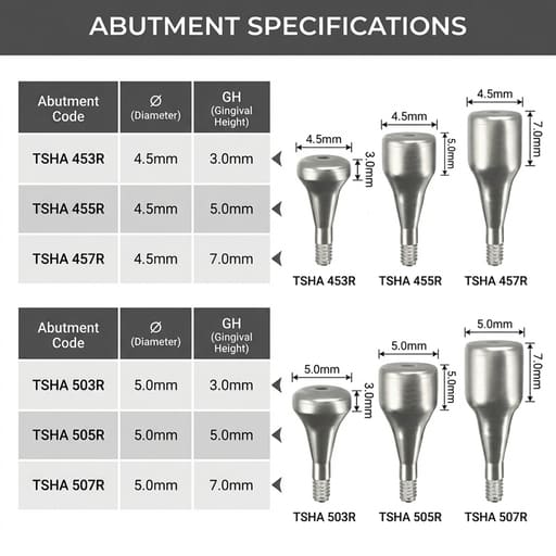 Dentaltech Healing Abutments Regular - Osstem | Dentium | DIO | Cowellmedi | Neobiotech | Dentis Compatible