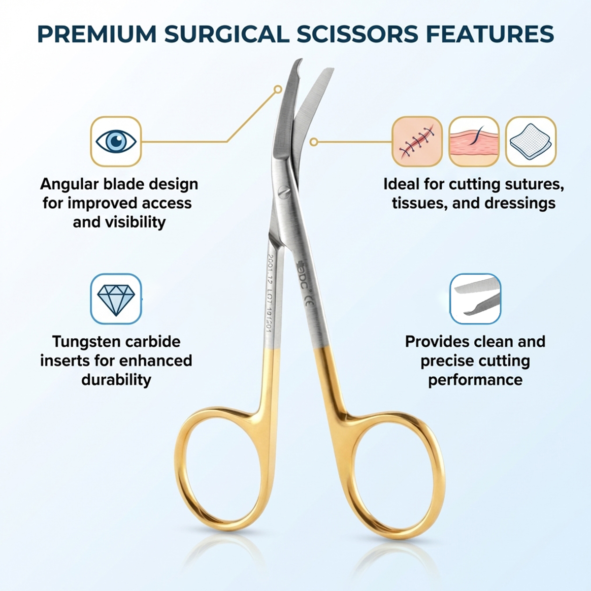 GDC Scissors Spencer For Suture Cutting (13cm) Angular Tc (S3482)
