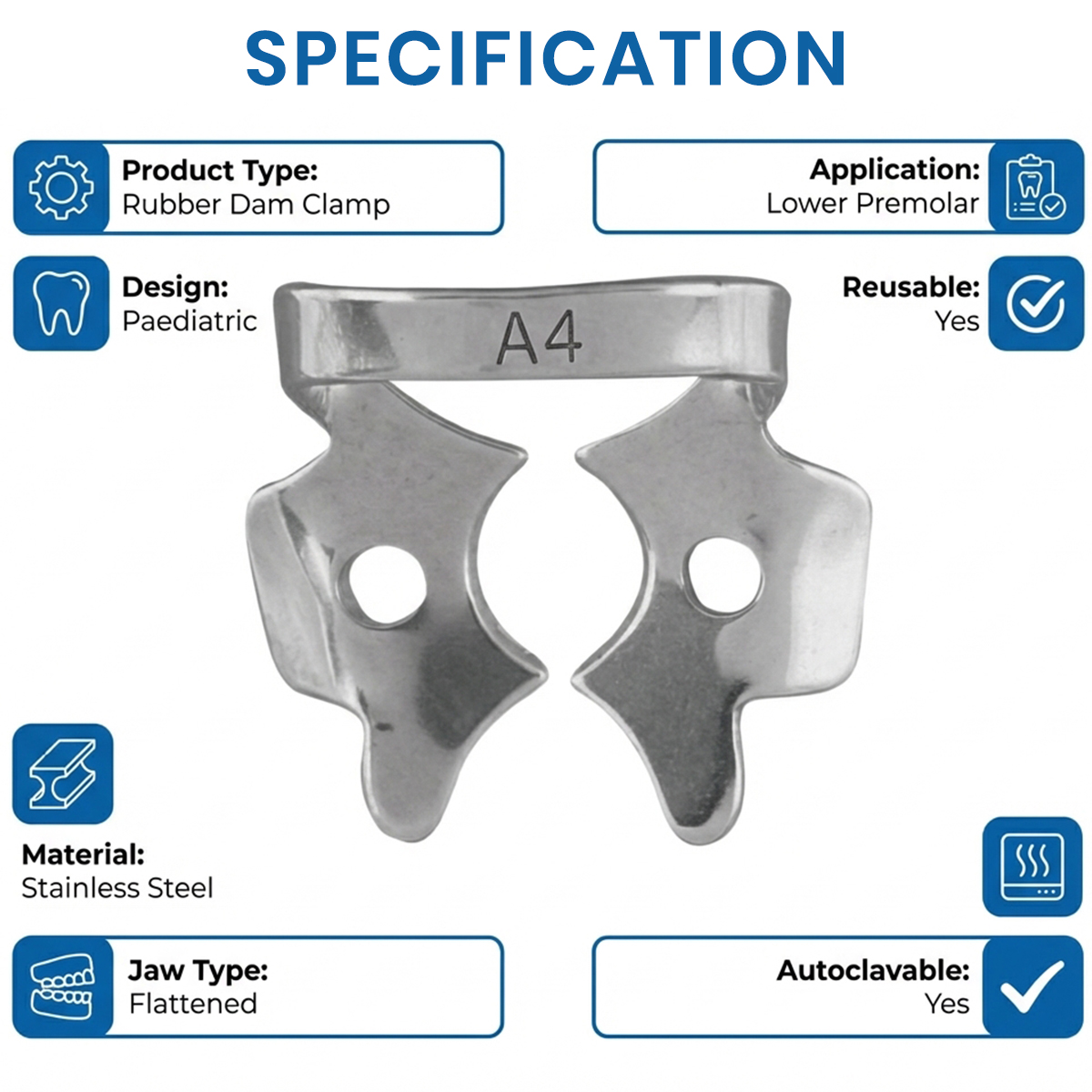GDC Rubber Dam Clamp Paedo A4 (Rdca4)