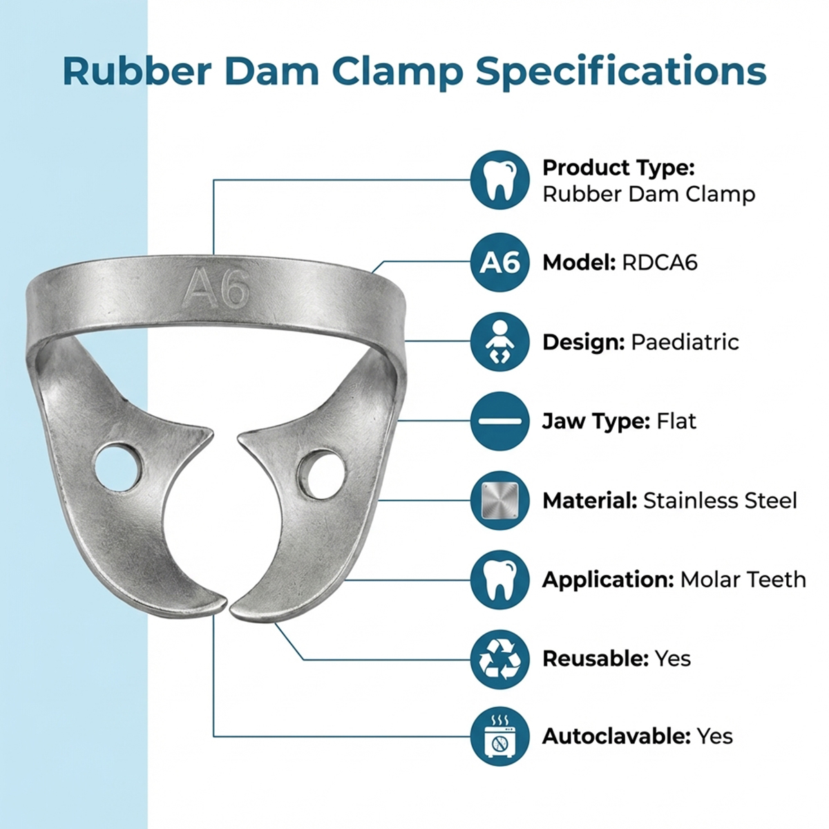 GDC Rubber Dam Clamp Paedo A6 (Rdca6)