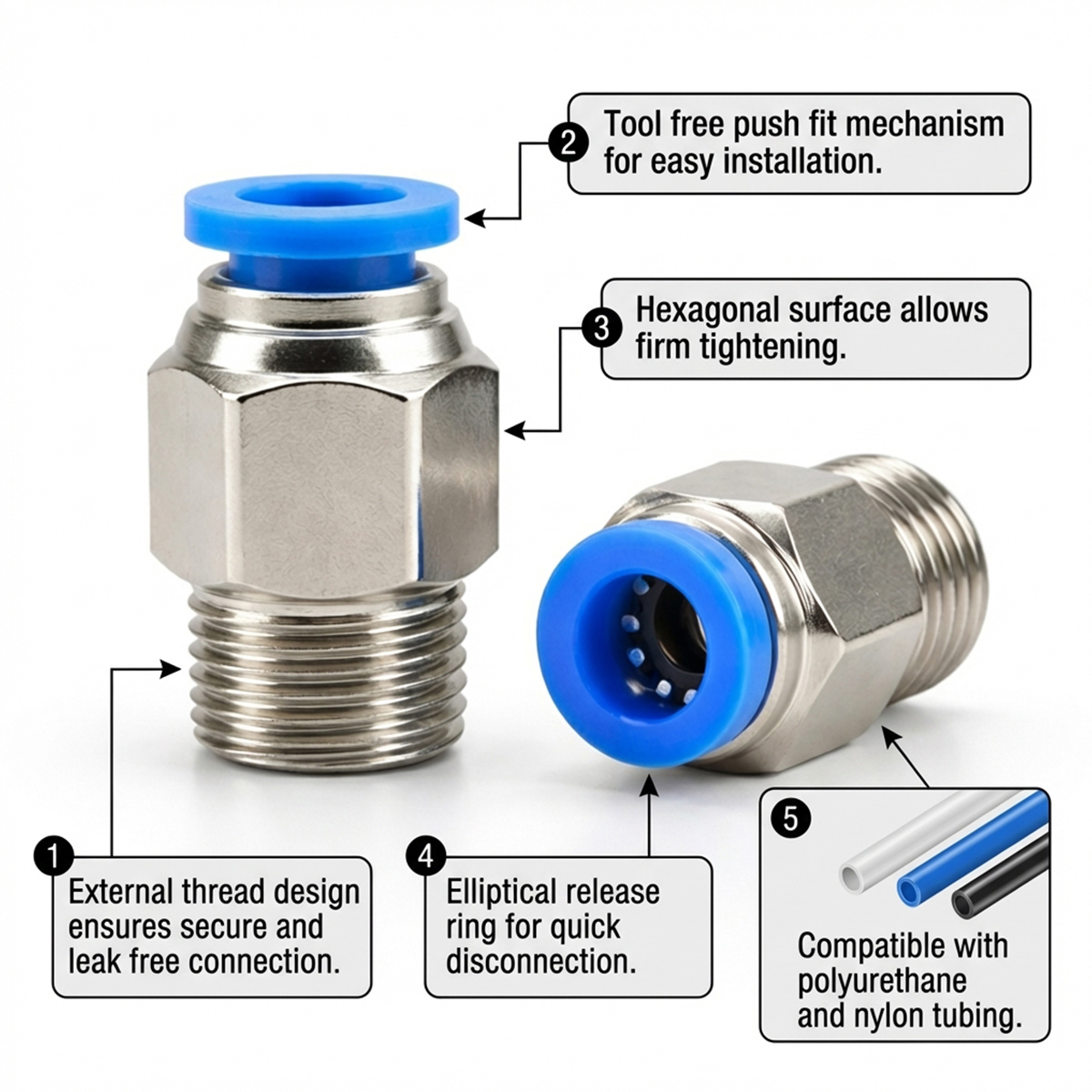 Sparedent Dental Air Compressor Quick Coupler Joint Pipe Connector External Thread