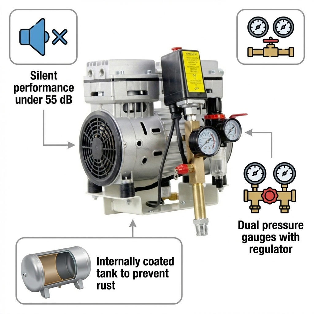 Waldent Oil Free Dental Compressor Head 1.1HP 
