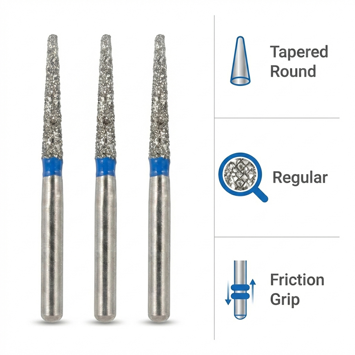 Prima Dental Diamond Bur 856-018M (TR-13) - Pack of 3