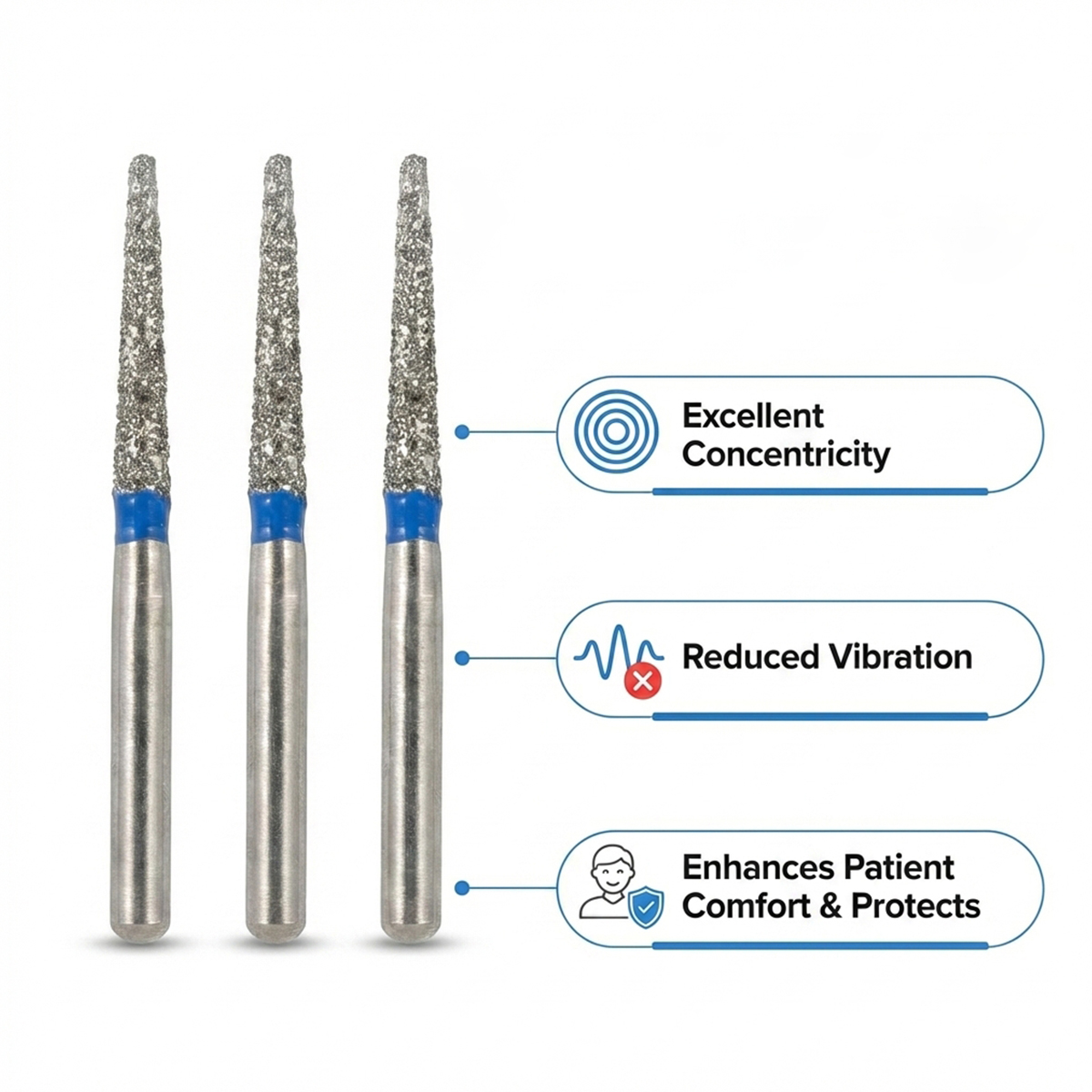 Prima Dental Diamond Bur 856-018M (TR-13) - Pack of 3