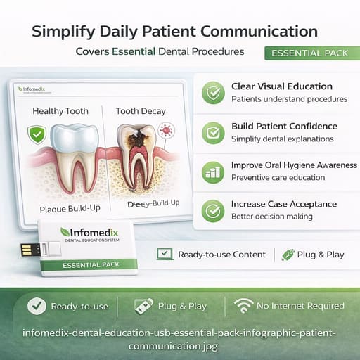 InfoMedix Dental Patient Education Presentation Decks – Essential Pack | 12 Clinical Topics | USB Drive