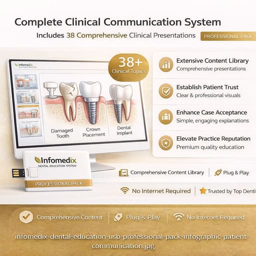 InfoMedix Dental Patient Education Presentation Decks – Professional Pack | 38 Clinical Topics | USB Drive
