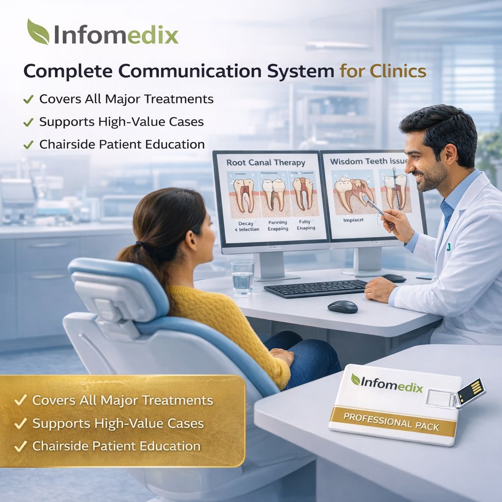 InfoMedix Dental Patient Education Presentation Decks – Professional Pack | 38 Clinical Topics | USB Drive