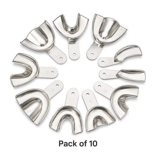 Jinguang Dentulous Non-Perforated Aluminium Impression Trays (Pack of 10)
