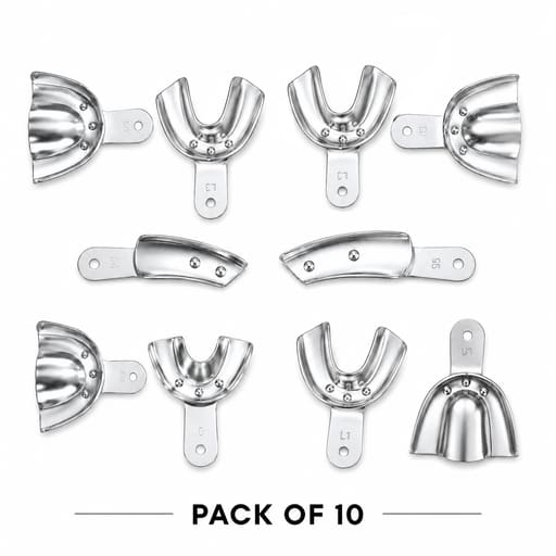 Jinguang Dentulous Non-Perforated Aluminium Impression Trays (Pack of 10)