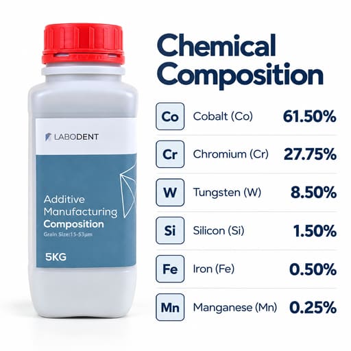 Labodent Cobalt Chrome Tungsten DMLS Powder - Molybdenum Free 15-53µm (5kg)