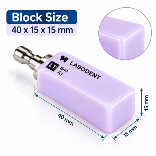 Labodent Glass Ceramic CAD-CAM Blocks LT B1 | 40X15X15mm (Pack of 4)