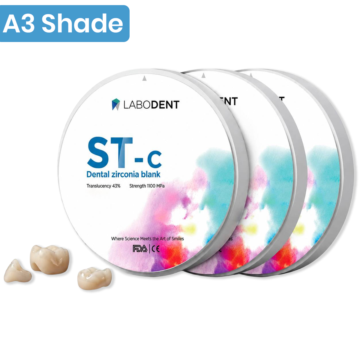 Labodent Zirconia Ceramic Blanks ST-C | A3 Shade | Pre-Shaded CAD/CAM Discs