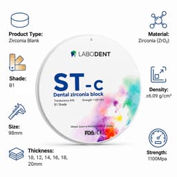 Labodent Zirconia Ceramic Blanks ST-C | B1 Shade | Pre-Shaded CAD/CAM Discs - 4