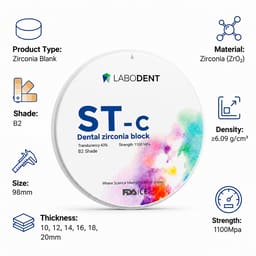 Labodent Zirconia Ceramic Blanks ST-C | B2 Shade | Pre-Shaded CAD/CAM Discs - 3