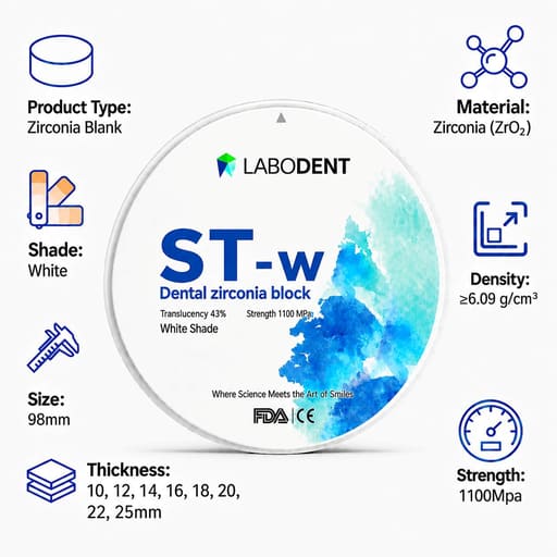 Labodent Zirconia Ceramic Blanks ST | White Shade | CAD/CAM Discs