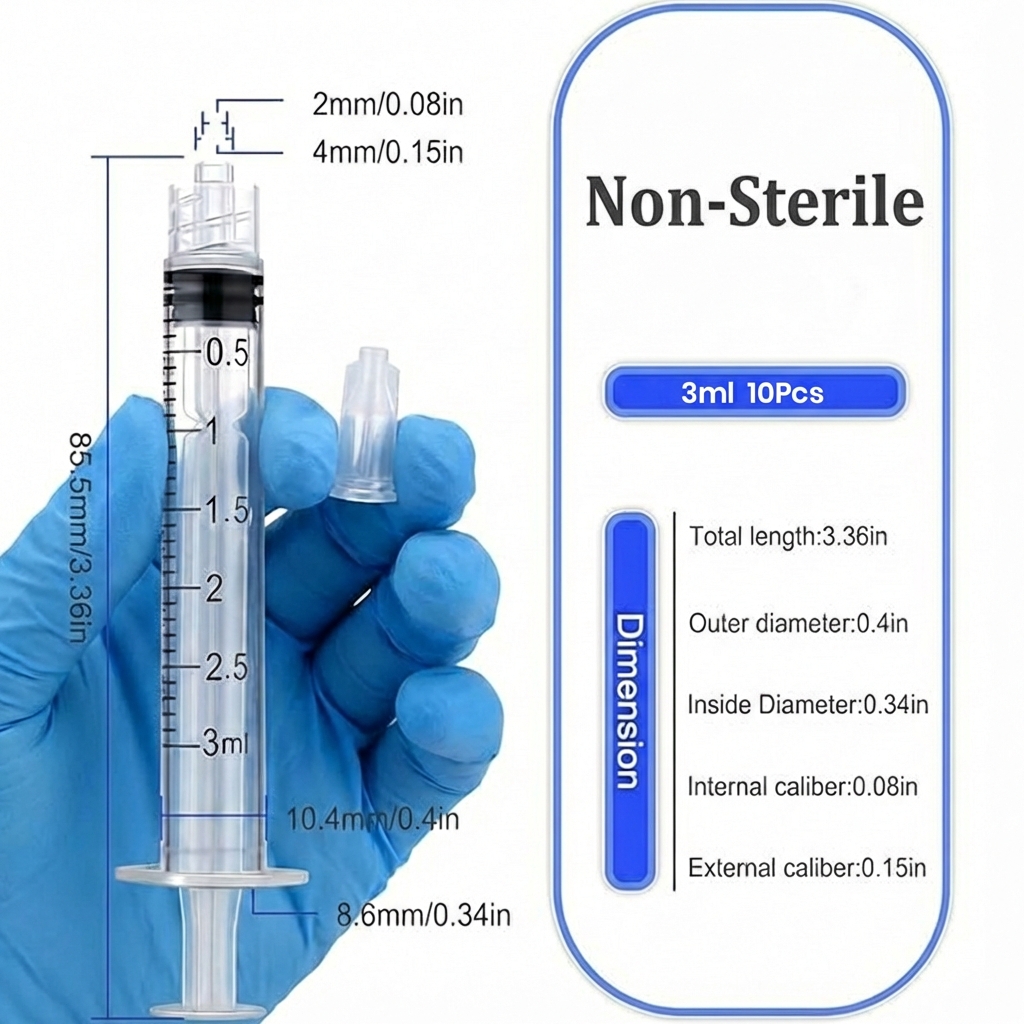 Dental Luer Lock Disposable Syringe Without Needle - 3ml (Pack of 10)