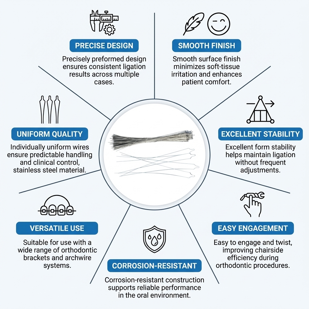 UU Ortho Preformed Ligature Wire 15.5cm (Pack of 100)