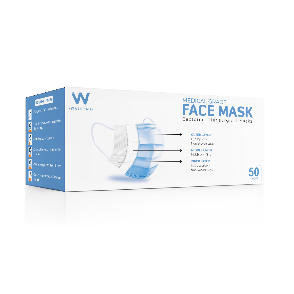 Waldent Face Mask 3 ply ( Pack Of 50 )