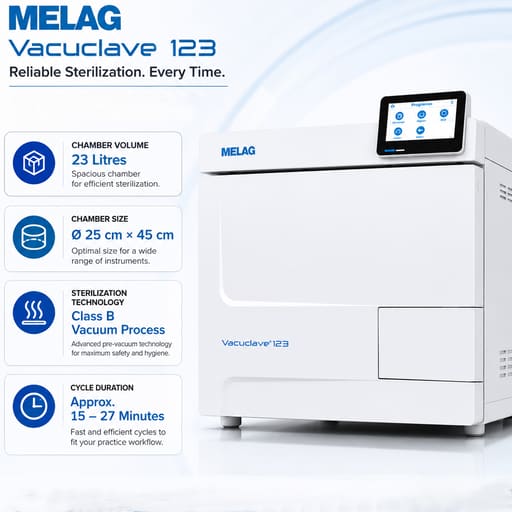 Melag Vacuclave 123 B-Class Front Loading Autoclave - 23Litres