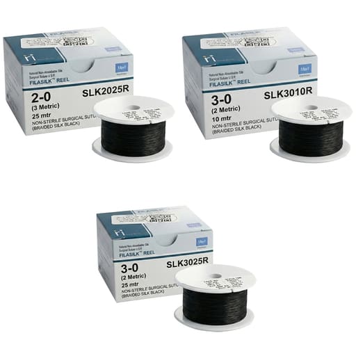 Meril Filasilk Black Braided Silk Suture Reels (Pack of 6)