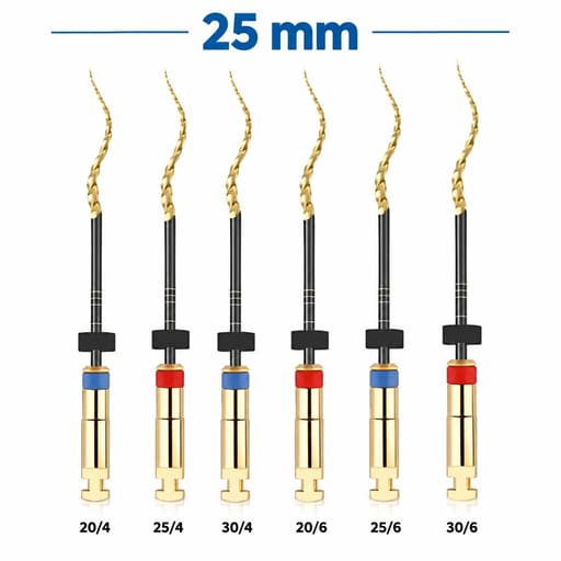 Micro Mega Hero Gold Rotary Files -25mm (Pack of 6)