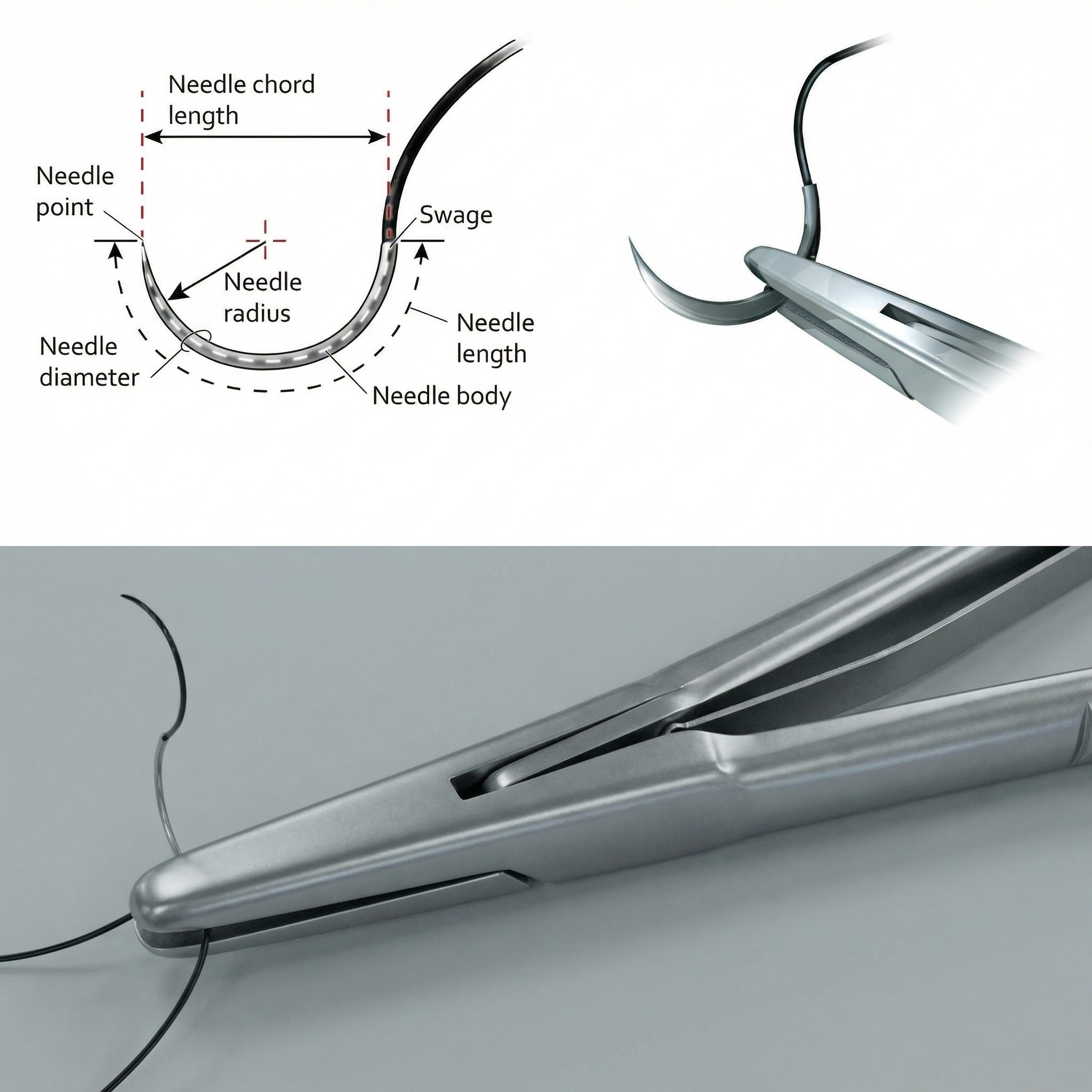 Crown Stainless Steel Half Circle Cutting Suture Needle