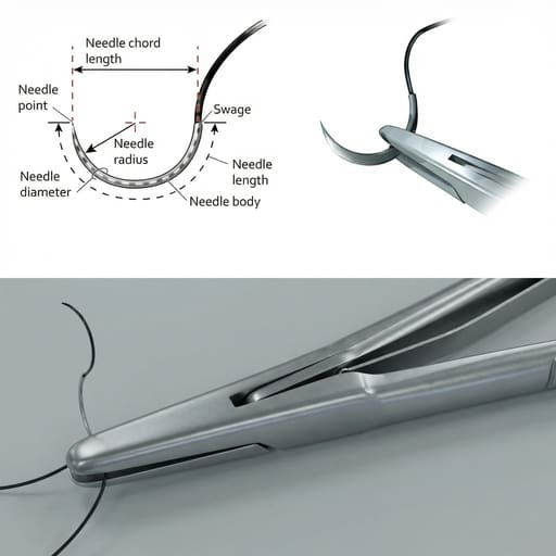 Crown Stainless Steel Half Circle Cutting Suture Needle