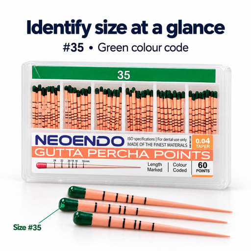 Neoendo Gutta Percha Points 4% (Length Marked) # 35 (Short Expiry 02-2027)