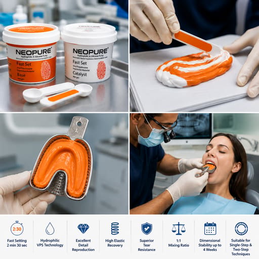 Neoendo NeoPure Hydrophilic A-Silicone Putty Elastomeric Impression Material (Fast Set)