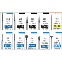NewDiamond Porcelain Crown Preparation FG Airotor Bur Kit - Pack of 10 Burs (FG-119) - 6