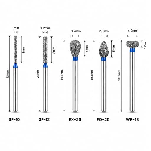 NewDiamond Porcelain Crown Preparation FG Airotor Bur Kit - Pack of 10 Burs (FG-119)