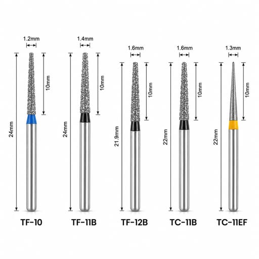 NewDiamond Porcelain Crown Preparation FG Airotor Bur Kit - Pack of 10 Burs (FG-119)
