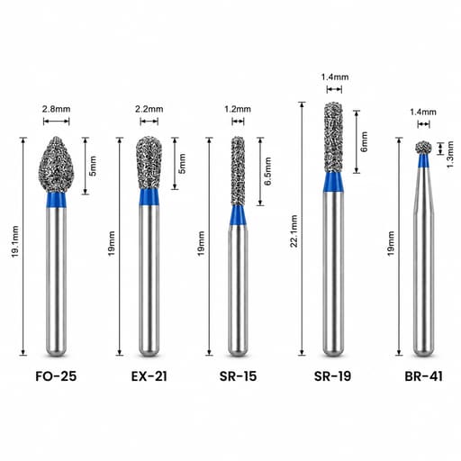 NewDiamond Porcelain Shouldered Abutment Polishing FG Airotor Bur Kit - Pack of 10 Burs (FG-108)
