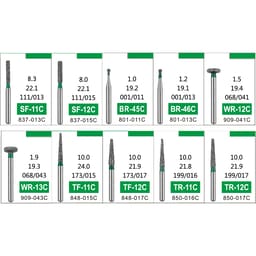 NewDiamond Regular Coarse Sand FG Airotor Bur Kit - Pack of 10 Burs (FG-120) - 6