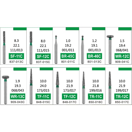 NewDiamond Regular Coarse Sand FG Airotor Bur Kit - Pack of 10 Burs (FG-120)