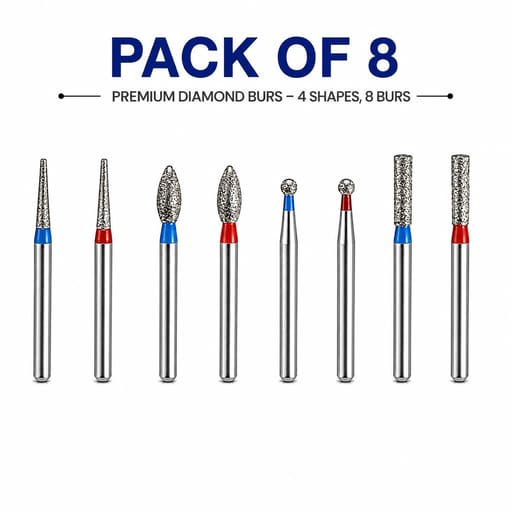 NewDiamond Zirconia Contouring & Finishing Diamond Bur Kit - Pack of 8 Burs