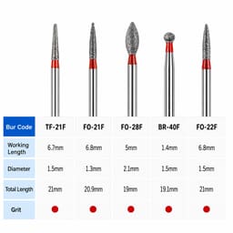NewDiamond Zirconia Finishing FG Airotor Bur Kit - Pack of 5 Burs - 4