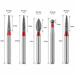 NewDiamond Zirconia Finishing FG Airotor Bur Kit - Pack of 5 Burs - 3