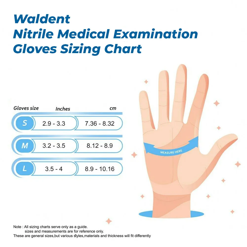 Waldent Nitrile Examination Gloves- Black (Pack of 80)