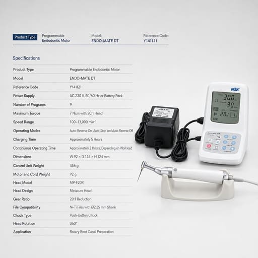 NSK EndoMate DT Endomotor with MP-F20R 20:1 head (Y141121)