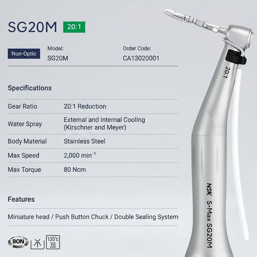 NSK S-Max SG20M Implant Contra-Angle Handpiece (CA13020001)