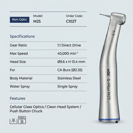 NSK S-Max M25 Internal Spray Contra-Angle Handpiece (C1027)