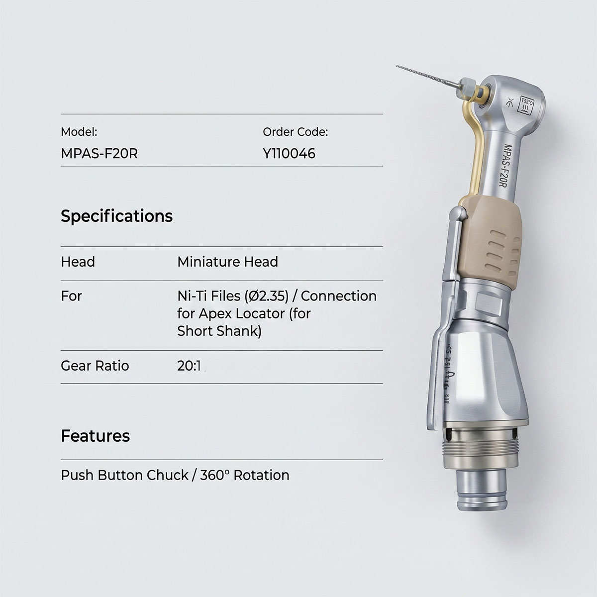 NSK MPAS F20R Endomotor Head (Y110044)