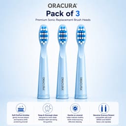 Oracura SB200 Sonic Lite Electric Toothbrush Heads - Blue (Pack of 3)