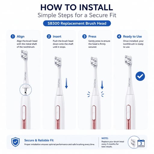 Oracura SB300 Sonic Smart Electric Rechargeable Toothbrush Head Refills (Pack of 3)