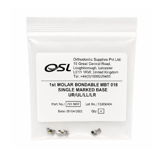 OSL 1st Molar Bondable Buccal Tube MBT 0.018 - U3/L2 (Pack Of 4)