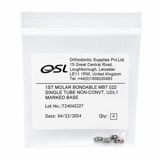 OSL 1st Molar Bondable Buccal Tube MBT 0.022 - U2/L1 (Pack Of 4)