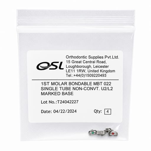 OSL 1st Molar Bondable Buccal Tube MBT 0.022 - U2/L2 (Pack Of 4)