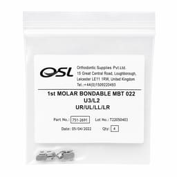OSL 1st Molar Bondable Buccal Tube MBT 0.022 - U3/L2 (Pack Of 4)